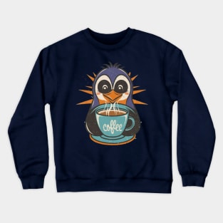 Tired Penguin Coffee Lover Crewneck Sweatshirt